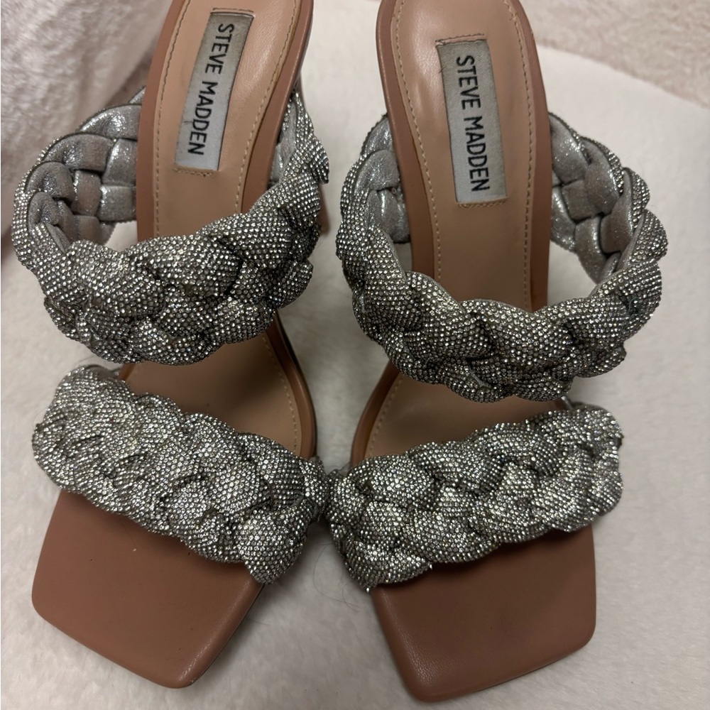Steve Madden Silver Braided Heels
